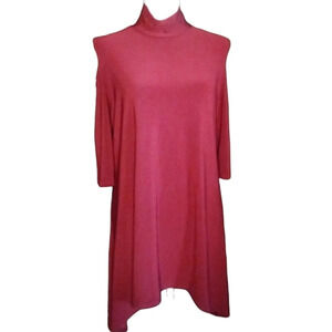 Clara Sun Woo Cranberry 3/4 Sleeve Drapey Open Shoulder Blouse Size Small